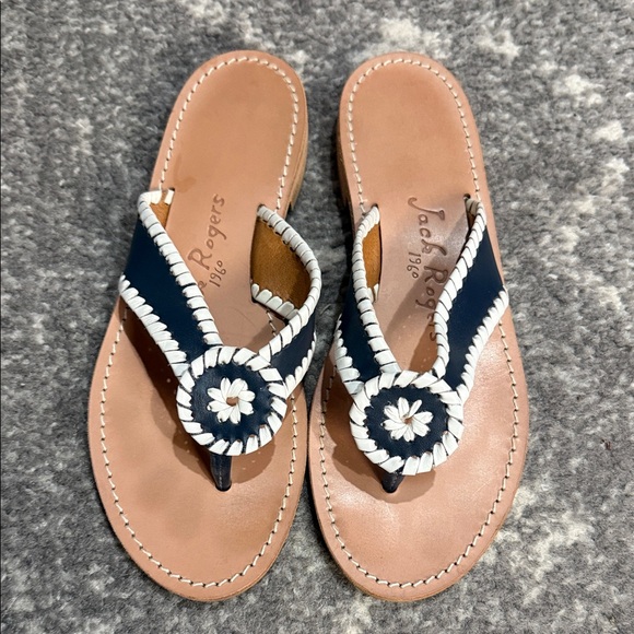 Jack Rogers Shoes - Jack Rogers Navy and Cream Sandals